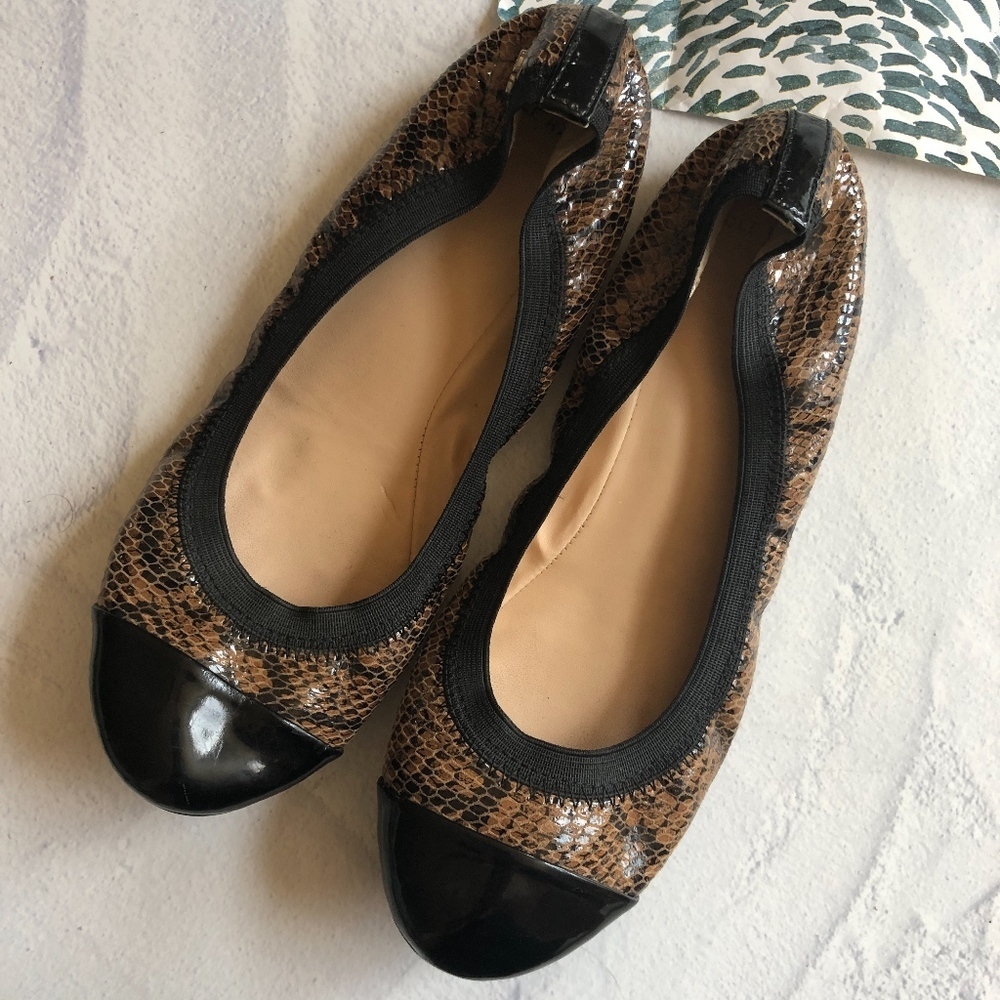 Cole Haan Deltona Gore Bal II Snakeskin Flats 6.5